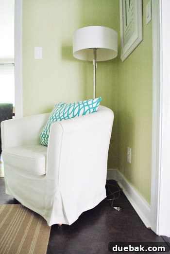 Floor lamp requiring awkward unplugging to operate
