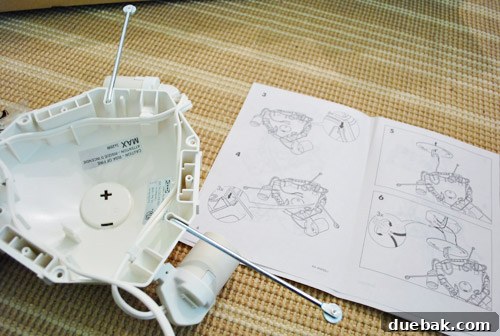 Partially assembled light fixture, ready for ceiling mounting