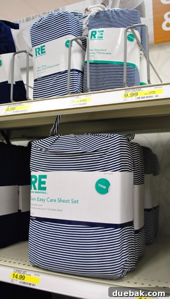 Navy striped sheet set, offering a versatile and classic look suitable for various bedroom styles.
