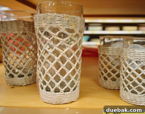 Glasses with a distinct coastal or 'lobster-bake chic' aesthetic, perfect for summer entertaining.