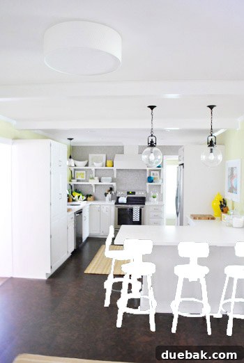 Photoshop rendering of kitchen bar stools painted in a crisp white color.
