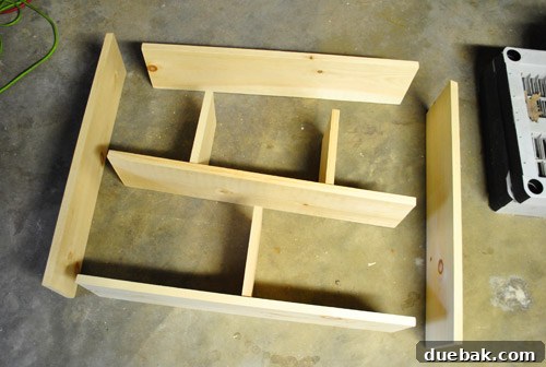 Assembled first two floors of a dollhouse with internal walls