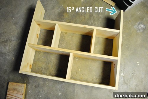 Dollhouse side panel with a 15-degree angled cut on top for roof support