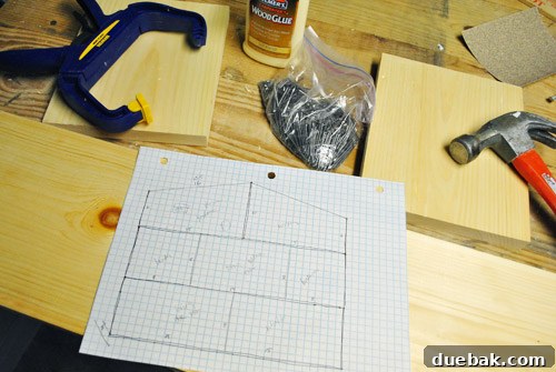 Wooden boards cut to size for dollhouse construction
