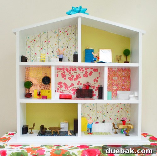 Pint-Sized Palaces: Decorating Your Dollhouse 13 Furnished Simple DIY Wooden Dollhouse For Birthday Present With Bow
