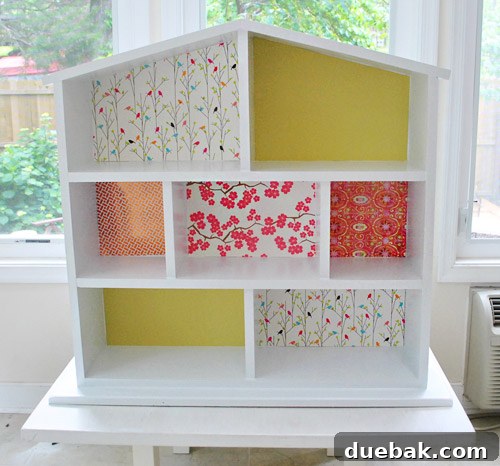 Pint-Sized Palaces: Decorating Your Dollhouse 7 Finished Simple Dollhouse DIY With Wallpaper Background In Each Compartment Room