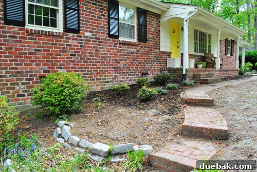 Front Yard Transformation Journey 11 Blank spot in the front planting bed before hostas were added.