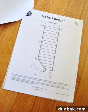 Revised Home Depot deck plan, attached to the house.