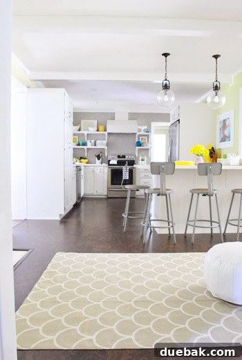 Kitchen Comfort and Style 4 Full view of the new scallop rug in the kitchen