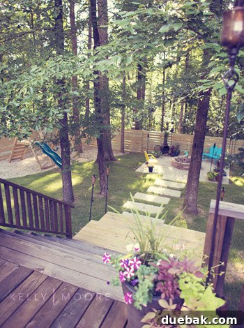House Crashing: Kelly's Outdoor Escape Revealed 9 Cozy outdoor fire pit area with rustic seating and lush foliage