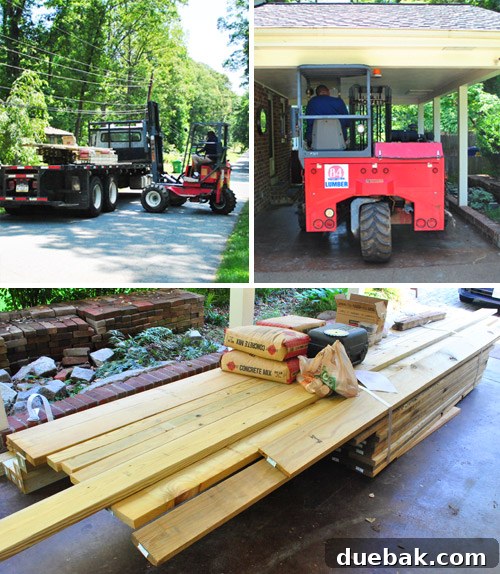 Sourcing Your Deck Building Materials 2 Deck building materials delivered to the carport