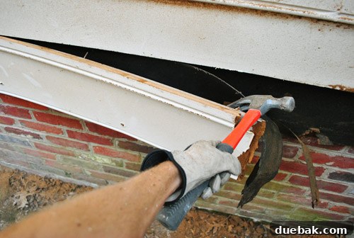 Sourcing Your Deck Building Materials 24 Removed wood siding, exposing the house's band board