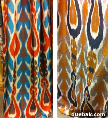 Ochre, gray, charcoal, and white patterned curtain panel
