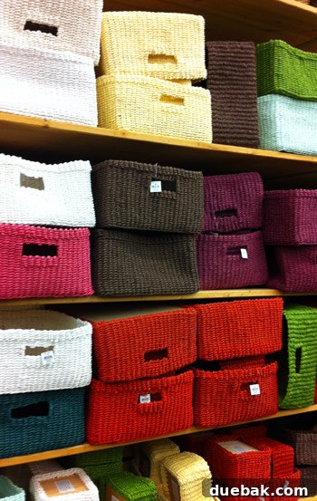 Colorful storage baskets in a rainbow of hues