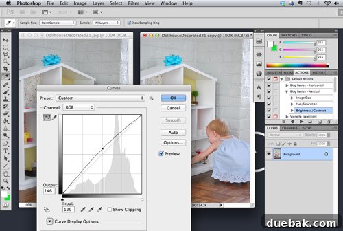 The Photoshop Curves adjustment dialog box being used to fine-tune image exposure