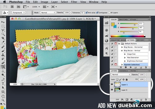 Filling a selected area on a new Photoshop layer with a solid color