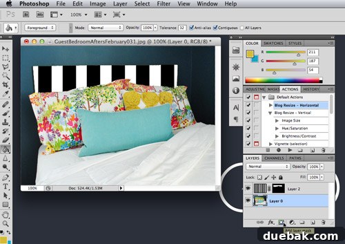 Applying a Layer Mask to confine a pattern to a selected area, like a headboard