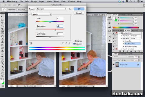 Side-by-side comparison of an original image versus one with increased color saturation
