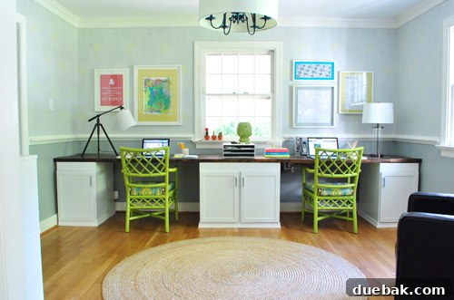 Elevating Our Home with the Right Rugs 7 After photo of the home office, showcasing the space cleaned and organized with the new round jute rug.