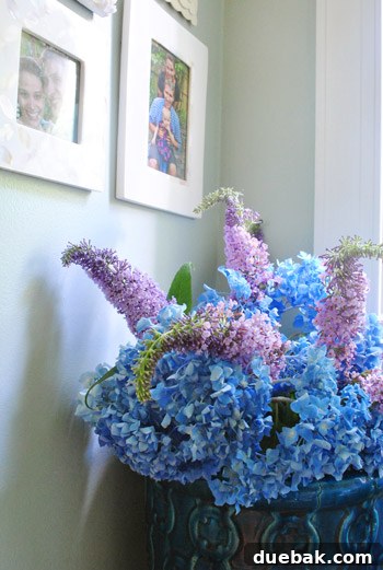 Every Year, A New Frame 15 Beautiful, free hydrangea and butterfly bush clippings arranged in a vase, budget-friendly decor