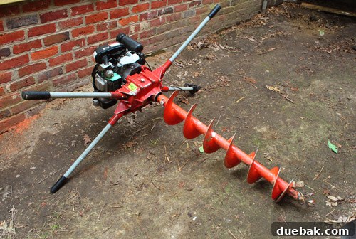 Two-man auger ready for use