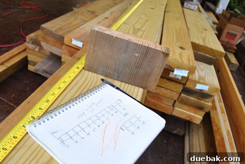 Diagram for joist hanger placement on ledger board