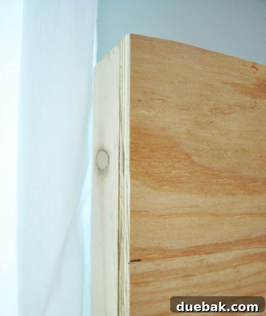Close-up of the wrap-around side piece, showing how it hides the existing bedpost