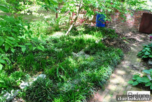 Before photo of the patio, showing its original, uninspired state
