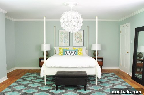 The Evolving Sanctuary 11 Master bedroom with botanical prints, preferred pillow combination, and new lamps