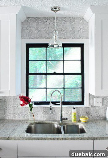 Kitchen Peninsula with Industrial Stools and Corner Shelves