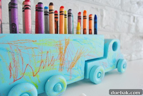 Woodland Crayon Express 8 Child's creative space with the crayon truck, ready for more art