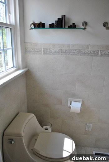 Another 'before' perspective, revealing a tired and uninspired bathroom space.