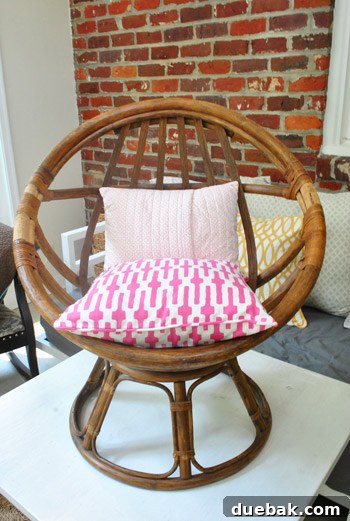 Uncovering a Gem: My Thrift Store Egg Chair Story 8 Egg chair with temporary pillows