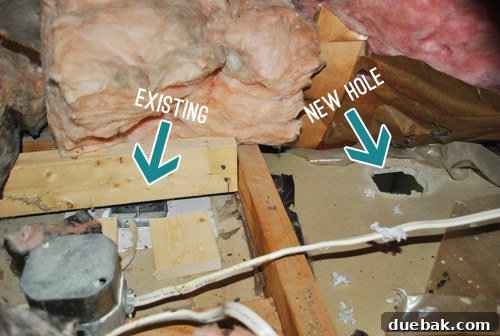 View of the attic space before moving the electrical box