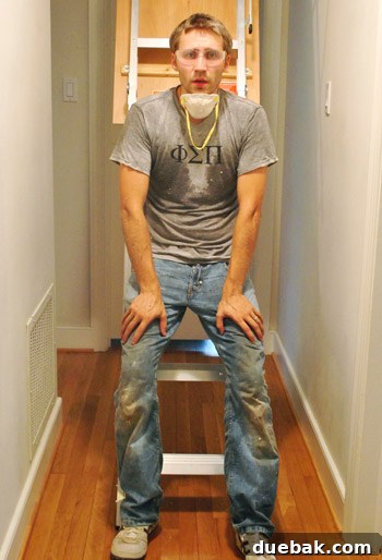 John Petersik, hot and sweaty after working in the attic