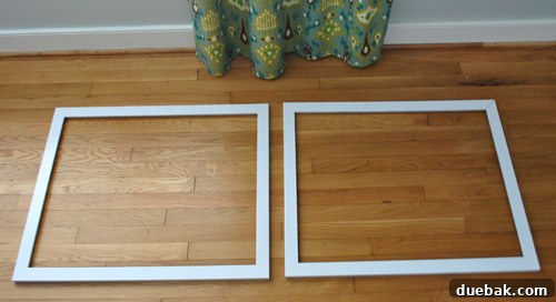Newly spray-painted white frames