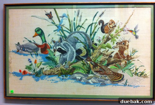 Secondhand Adventures 16 Small charming needlepoint scene, priced at $10
