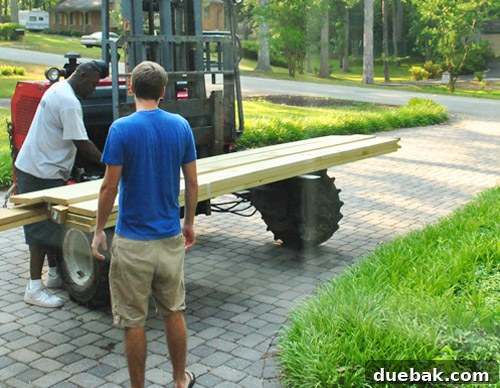 Delivery of additional lumber, including 4x4 posts