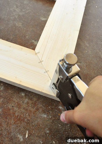 Transform Scrap Wood Into Gorgeous Picture Frames 13 Stapling frame corners from the back
