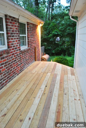 Listy McListerson Refreshed 22 Our partially completed deck, showing the installed deck boards and framework, ready for railing and steps.