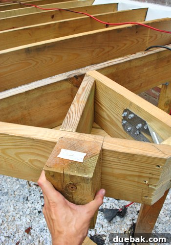 Laying the Groundwork for Your Deck 31 Additional blocking and tension ties prepared for angled deck railing posts