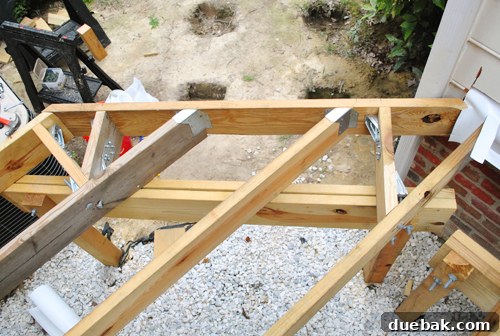 Laying the Groundwork for Your Deck 32 Completed deck framing with blocking, tension ties, and joist hangers installed