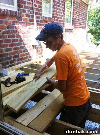 The Foundation of Your Deck 11 View of the thicker 2x6 pressure-treated deck boards, chosen for durability and feel.