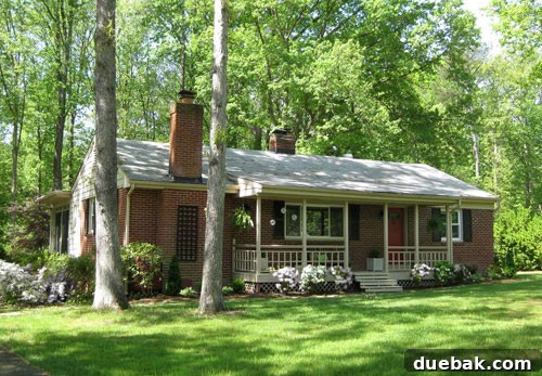 My First Home Then and Now: A Year's Perspective 2 First house front yard with neatly trimmed bushes and a welcoming path.