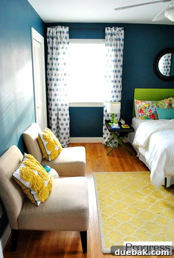 My First Home Then and Now: A Year's Perspective 28 Current house separate cheerful guest bedroom with an attached bath.