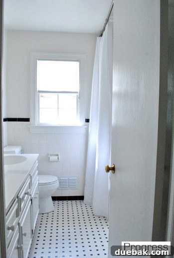 My First Home Then and Now: A Year's Perspective 34 Current house hall bathroom, a blank slate, functional but awaiting decorative upgrades.