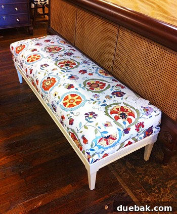Bridge Views and Verdant Vistas 18 A floral upholstered bench with elegant lines