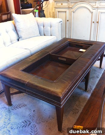 Bridge Views and Verdant Vistas 19 An innovative coffee table with a wooden interior tray and upholstered exterior
