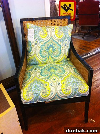Bridge Views and Verdant Vistas 16 A patterned armchair with unique painted edges at Green Front Furniture