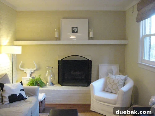 fireplace-mantle-makeover-in-stages Before fireplace mantel decor